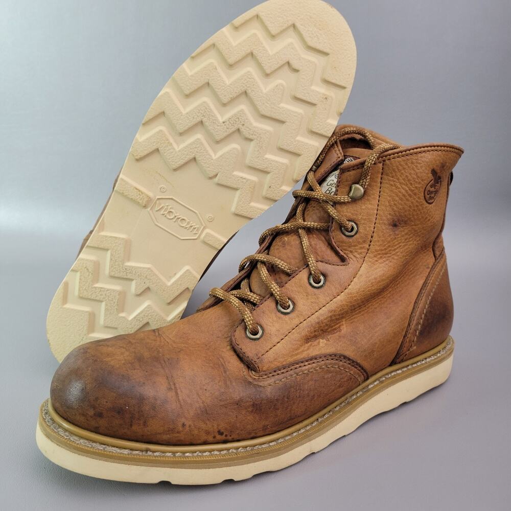 Georgia Men's G6152 Mid Calf Boot Barracuda Gold Work Boot Tan Brown Size 15 VTG